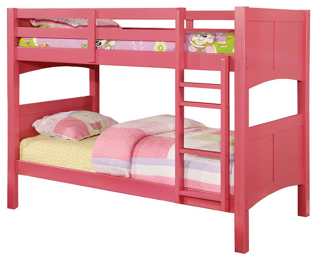 Carter Blue Twin over Twin Bunk Bed, Pink, Bed Only