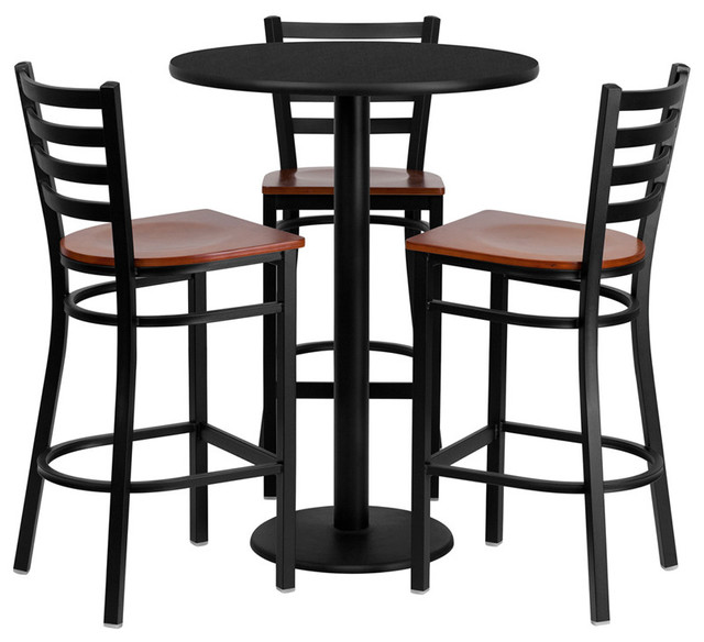 4 Piece Flash Furniture 30 Round Black Laminate Table Set