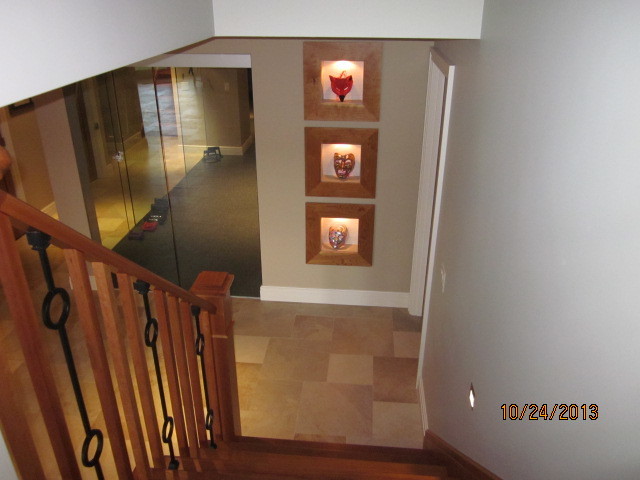 Expansive transitional staircase in Boston.