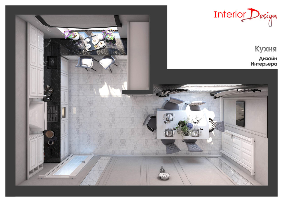 Дизайн проект кухни в коттедже