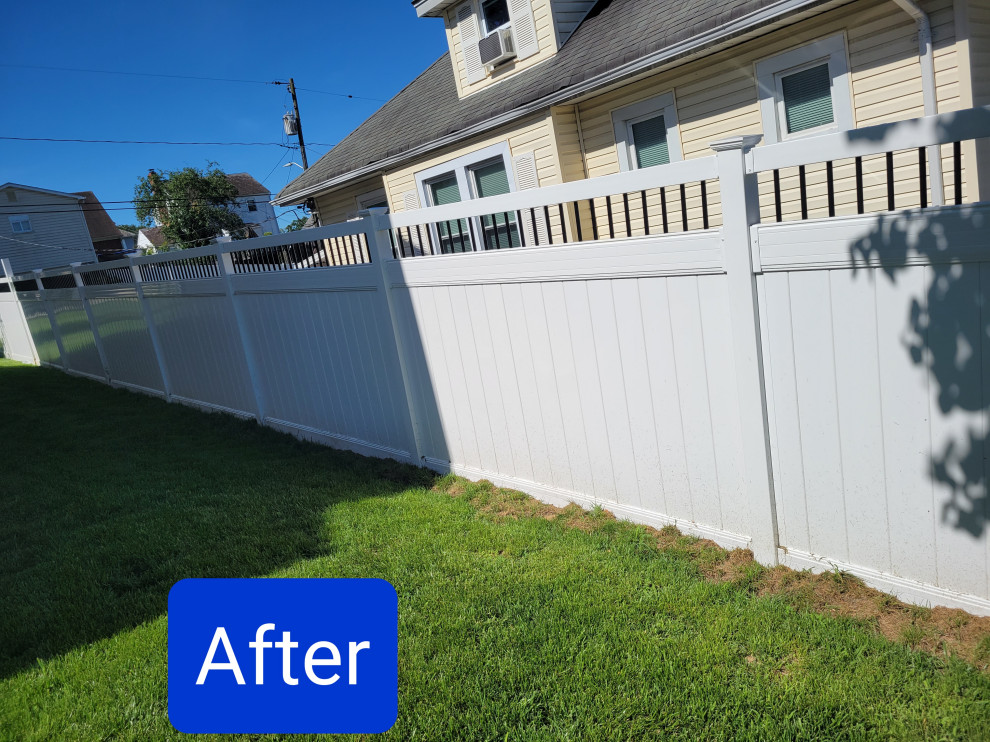 white vinyl fence