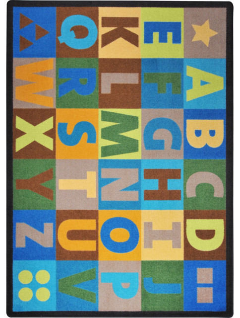 Joy Carpet Kid Essentials Oversize Alphabet Area Rug, 5'4