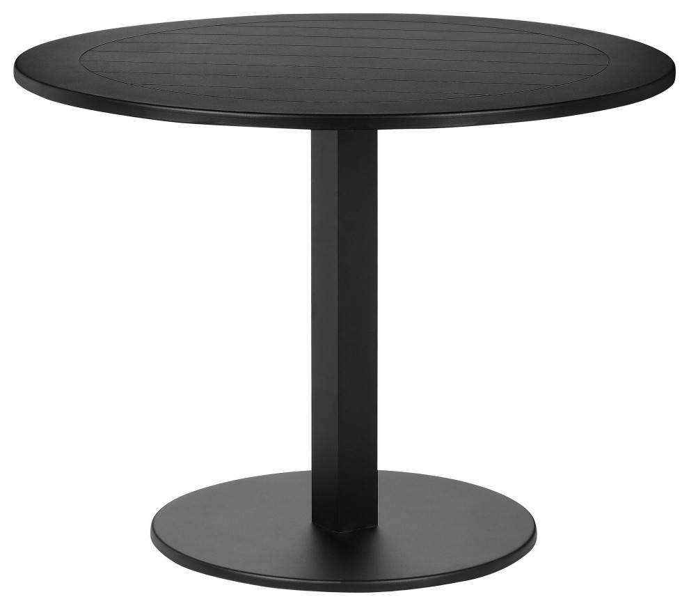 Benzara BM287780 Round Dining Table, Black Aluminum Frame, Foldable Design