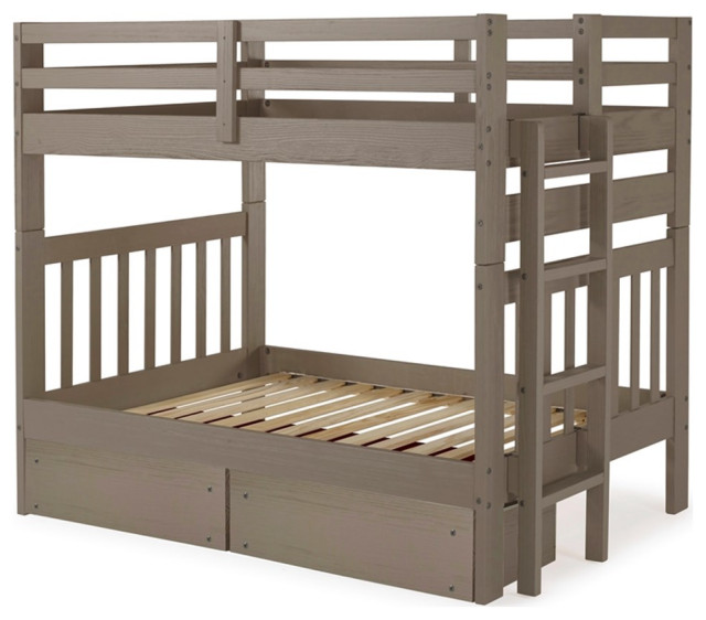 My Bed Now Olympus TwinoverTwin 2Drawer Wood Bunk Bed w/ Ladder in