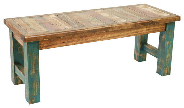 Rustic Reclaimed Wood Bench Farmhouse Accent And