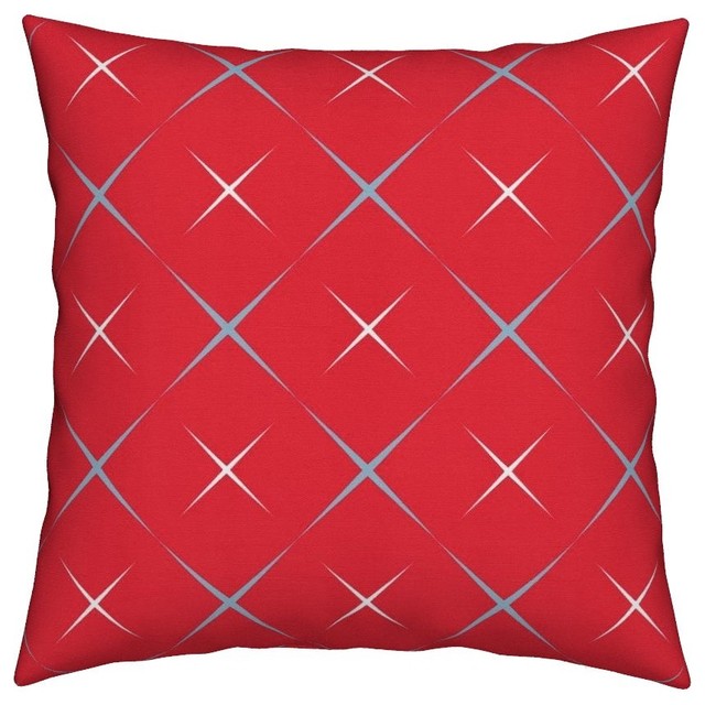 red and blue throw pillows
