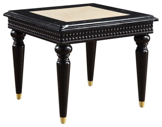 Square Marble Top End Table, Black Traditional Side Tables And End Tables by Simple Relax