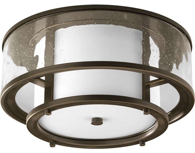Bay Court Two Light Flush Mount Antique Bronze Clear Etched Opal Gl Bay Court Two Light Flush Mount Antique Bronze Clear Etched Opal Gl