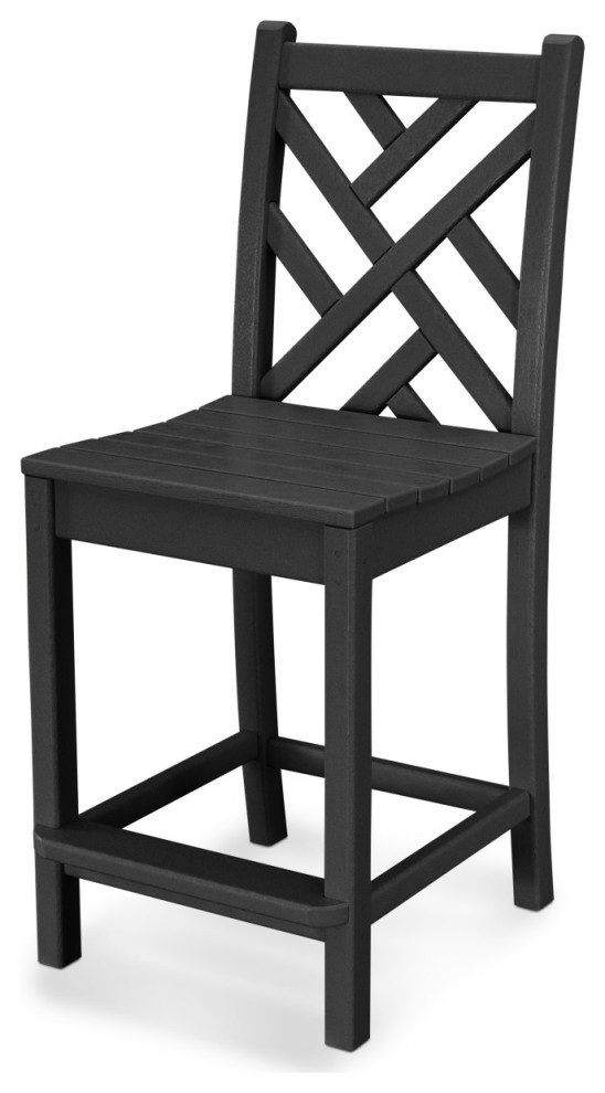 Polywood Chippendale Counter Side Chair, Black