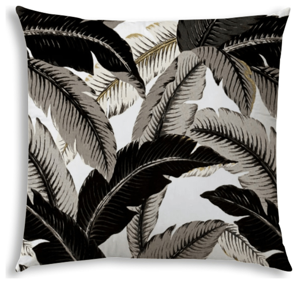 20" X 20" Black And White Blown Seam Throw Indoor Outdoor Pillow