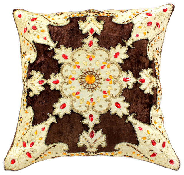 Velvet Sparkle Pillow Cover, Set of 2, Coffee Brown