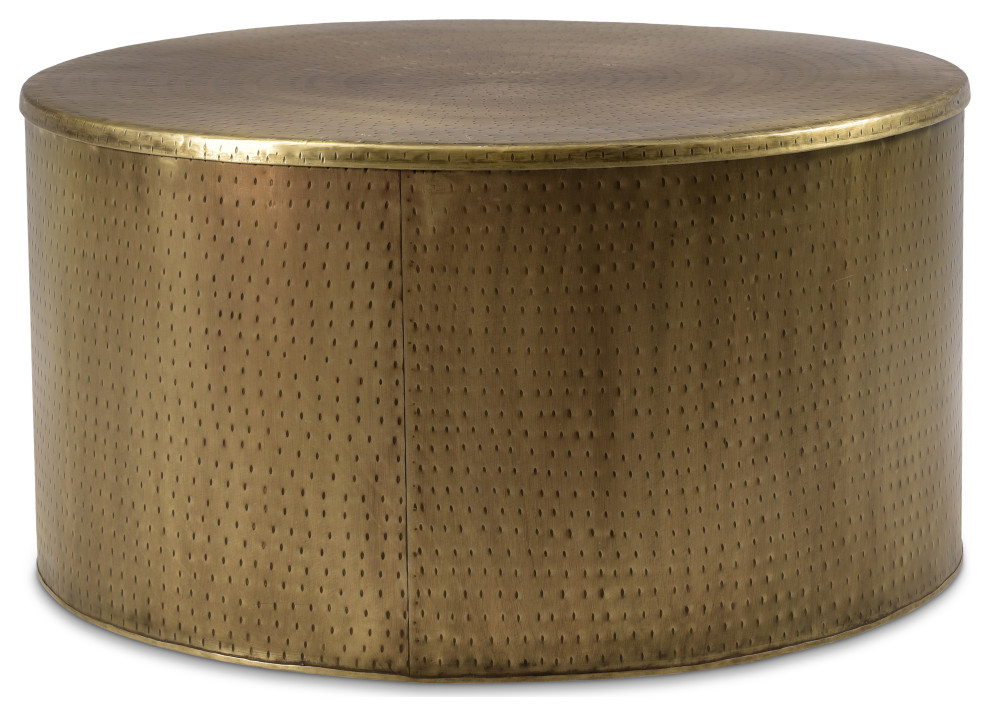Drum Alevi Gold drum Coffee Table with Storage Contemporary Coffee
