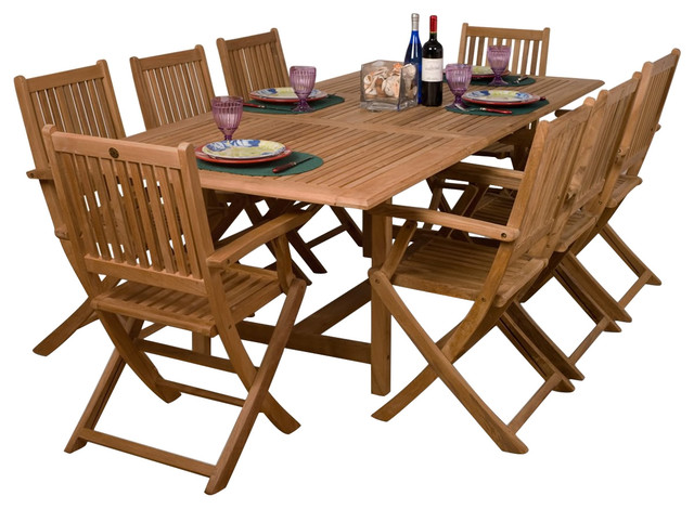 Outdoor Patio Dining Furniture hamburg 9-piece patio dining set - craftsman - outdoor dining sets Outdoor Patio Dining Furniture hamburg 9-piece patio dining set - craftsman - outdoor dining sets