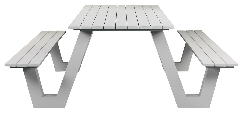 Lukas Outdoor Picnic Table Contemporary Outdoor Dining Sets By Pangea Home