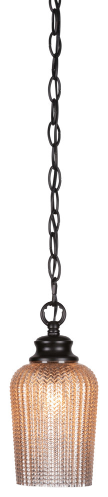Cordova 1-Light Chain Hung Pendant, Matte Black/Silver Textured