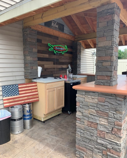 Stratford Stacked Stone Patio Bar Patio Denver by GenStone