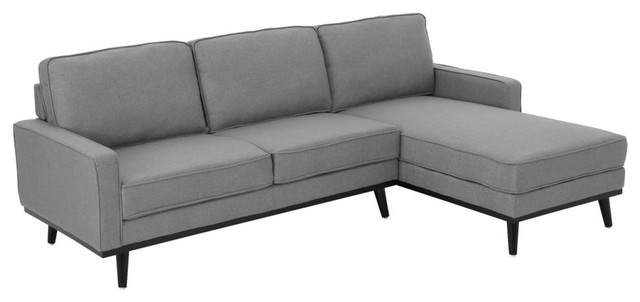 Gdf Studio Dewey Mid Century Fabric Chaise Sectional Sofa Gray Dark Brown