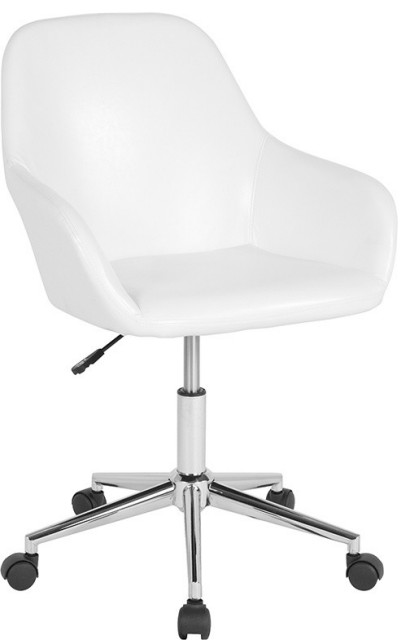 Cortana Home and Office Mid-Back Chair, White Leather - Contemporary ...