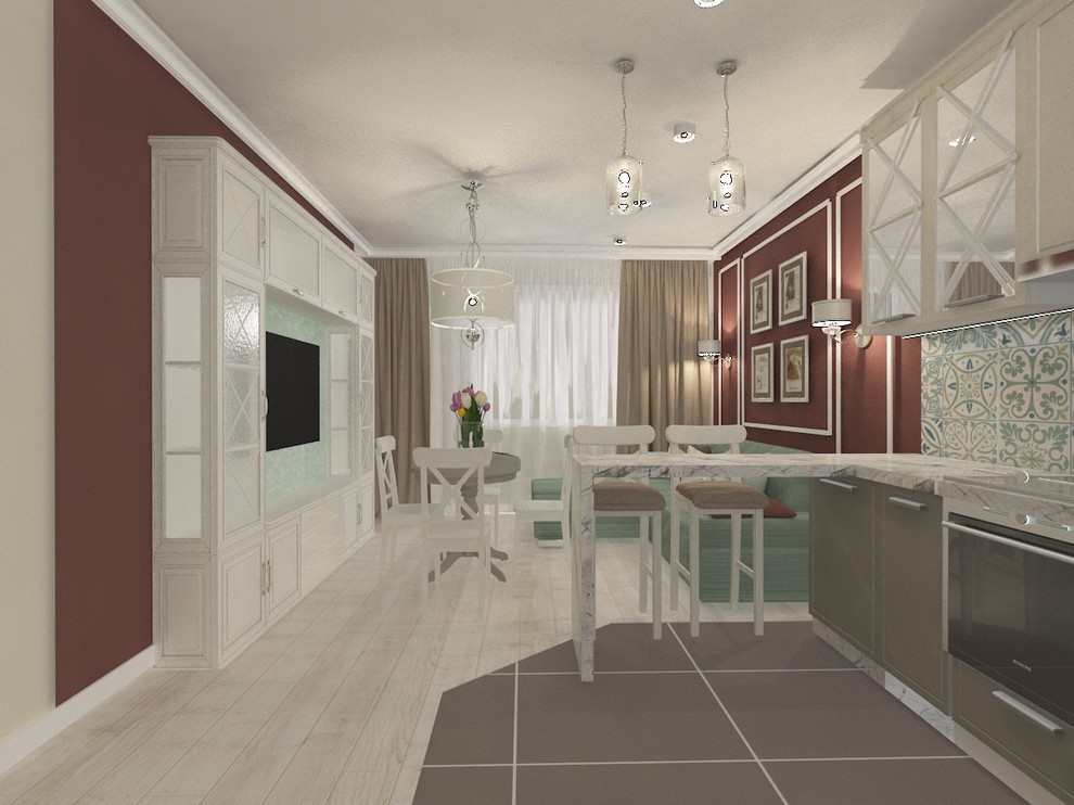 Совмещенная кухня- гостиная