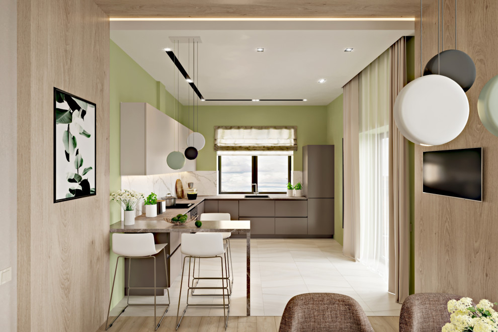 Дом - 130 м2. Кухня - гостиная - холл №1