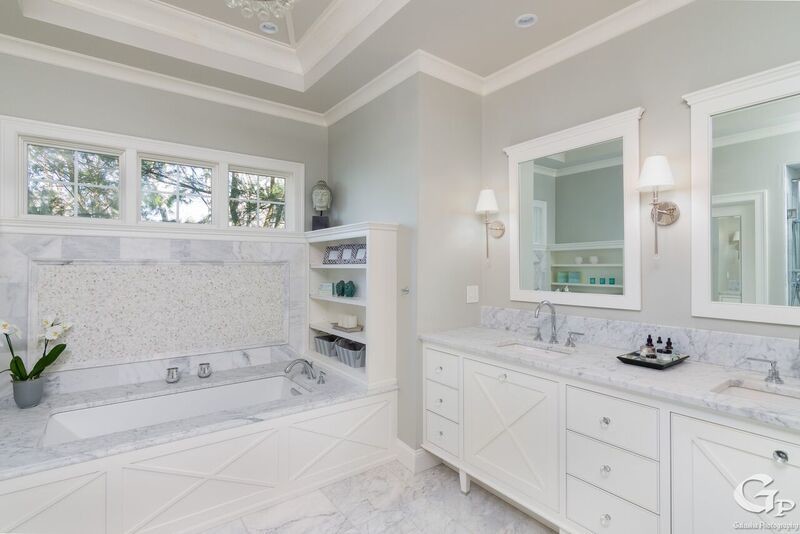 Classic white master bathroom