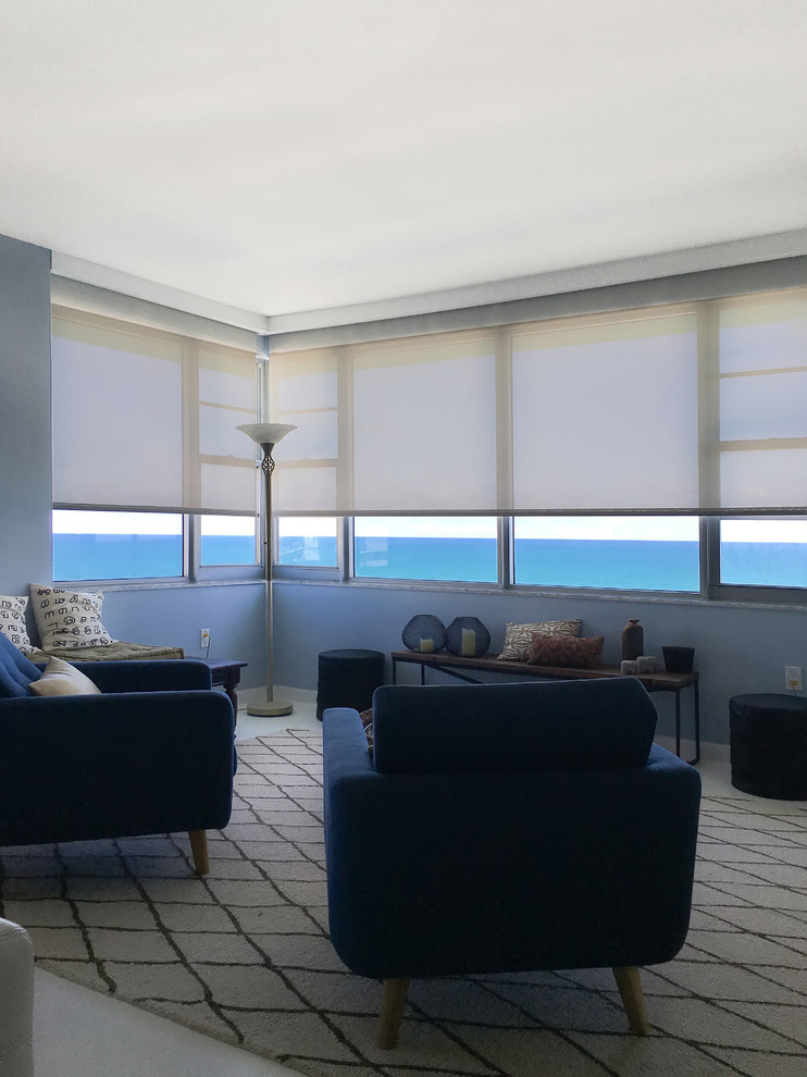 Living room - coastal living room idea in Miami