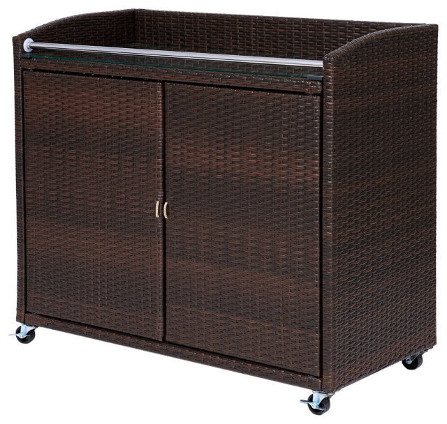 Veronica PE Rattan Bar Serving Cart Tropical Outdoor