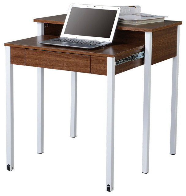 Techni Mobili Retractable Writing Desk With Storage. Color Walnut