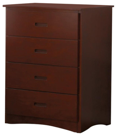 Wooden Chest With 4 Drawers Dark Cherry Brown Transitional