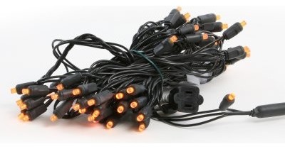 Seasons 4 50 ct. Orange Frost 5 mm LED Lights with Black Wire and 6 in. Spacing