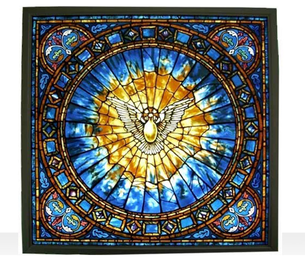 Holy Spirit Square Stained Art Glass Window Hanging Modern Stained Glass Panels By Xoticbrands Home Decor Houzz