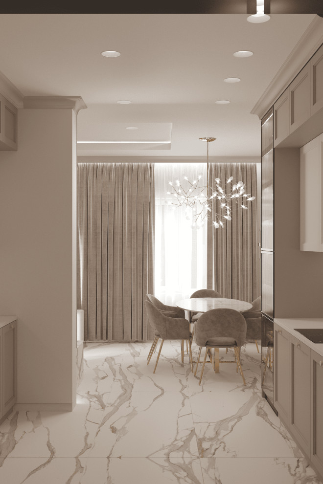 Просторная квартира в нежных оттенках со стильными элементами декора