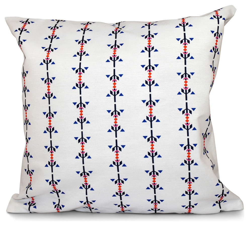 Jodhpur Stripe, Stripe Print Pillow, Orange, 18"x18"