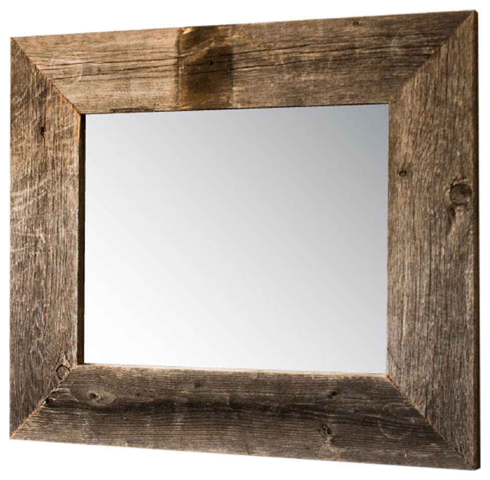 Mirror With Barnwood Frame, 17"x20" Rustic Wall Mirrors by