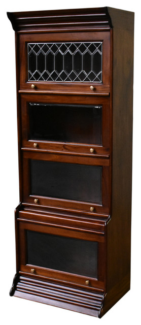 Legacy Solid Mahogany 4 Stack 24 Wide, Sauder Barrister Bookcase 4 Glass Door