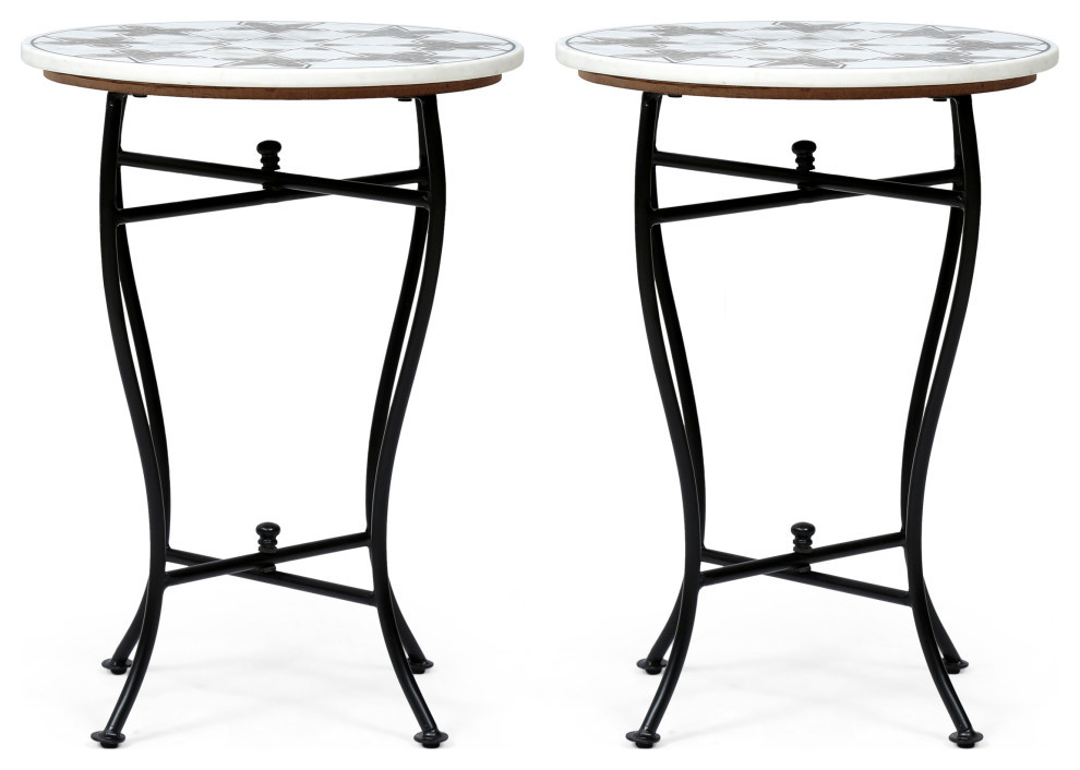 Ripley Faux Wood End Table, Set of 2 Transitional Side Tables And