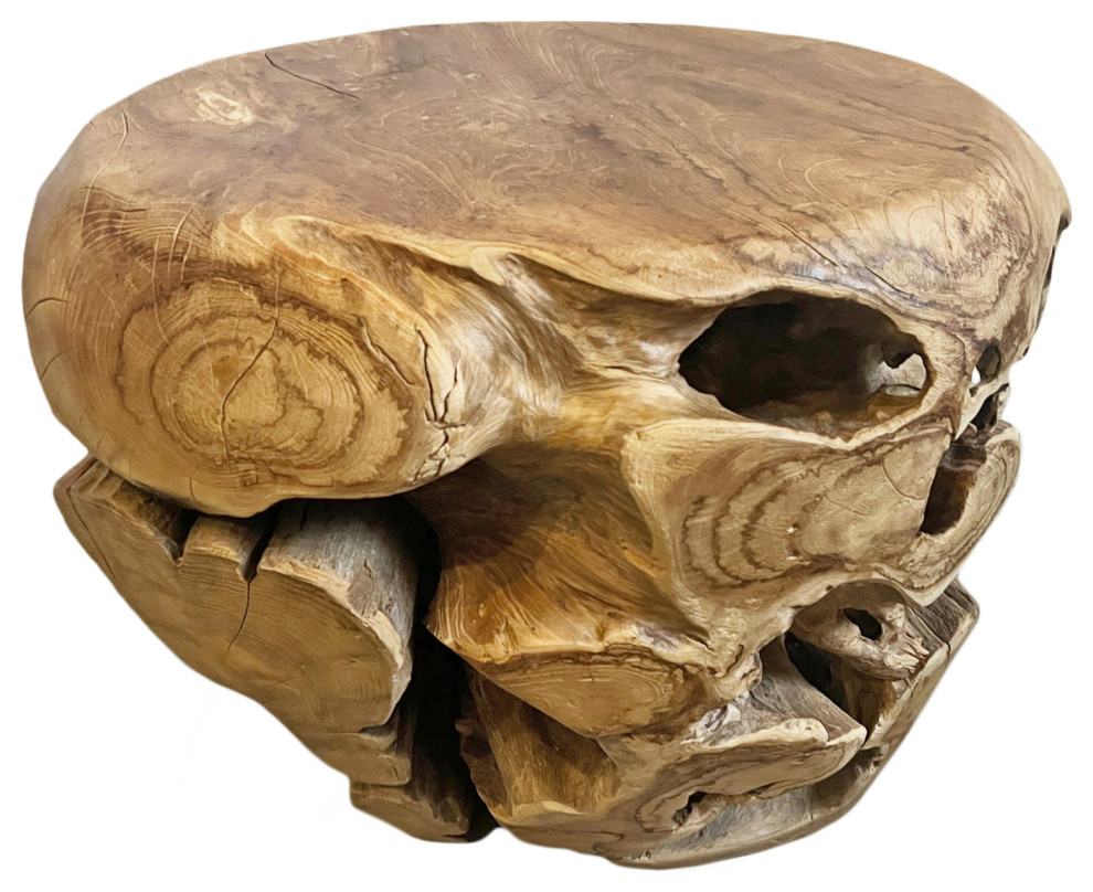 Raw Teak Root Ball Stool 2 Rustic Accent And Garden Stools by Design Mix Furniture Houzz