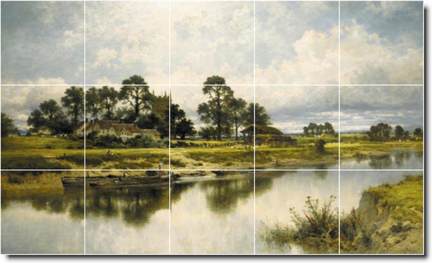Benjamin Leader Landscapes Painting Ceramic Tile Mural #156, 21.25"x12.75"