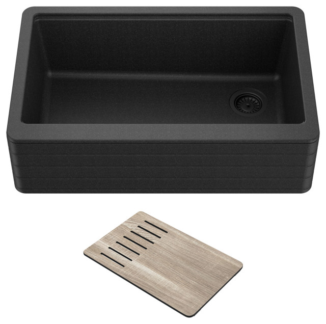 Bellucci Workstation 33" Farmhouse Apron Granite Composite Kitchen Sink MBL