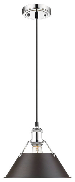Golden Lighting 3306-FM CH-RBZ One Light Flush Mount Chrome//Bronze
