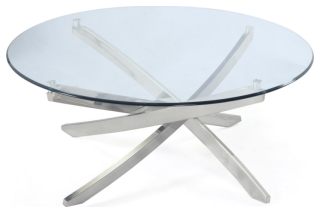 Zila Round Cocktail Table, Brushed Nickel - Contemporary - Coffee ...