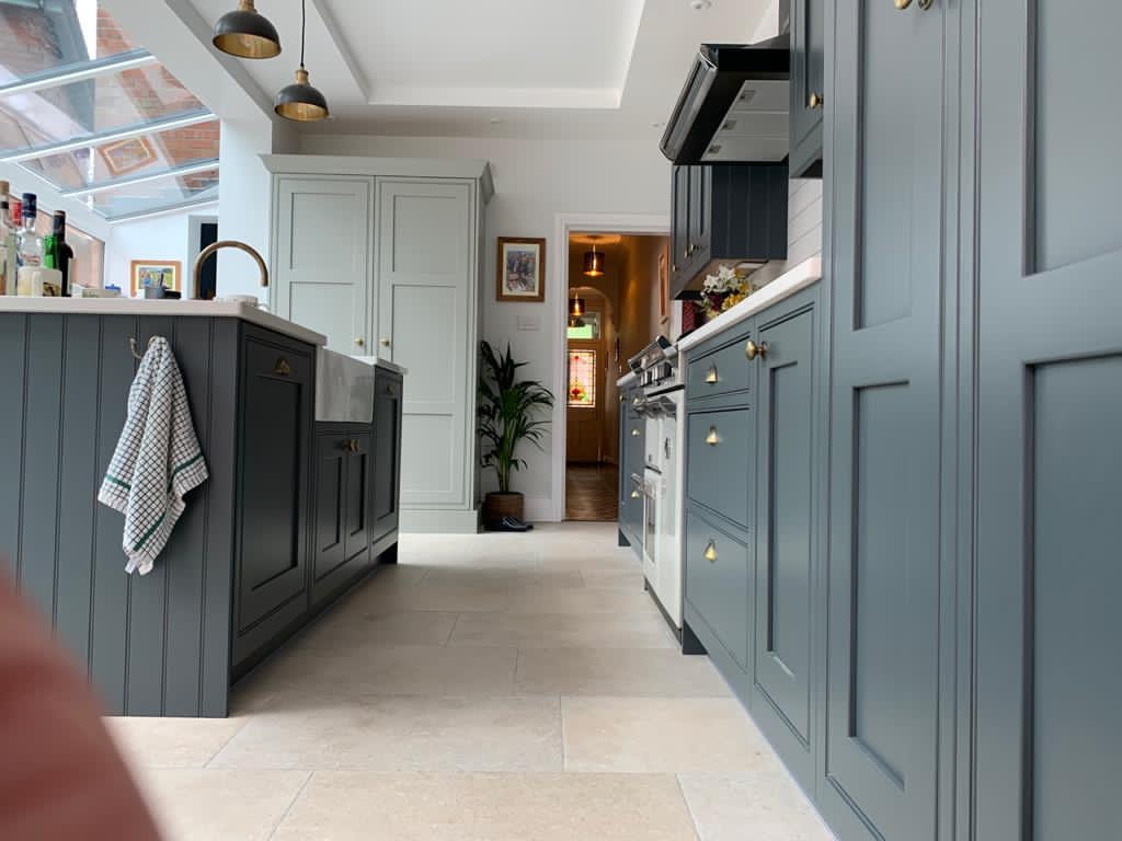 Blue (Old Navy) Burbidge with Grey (Gravel) In-frame Fridge Freezer.