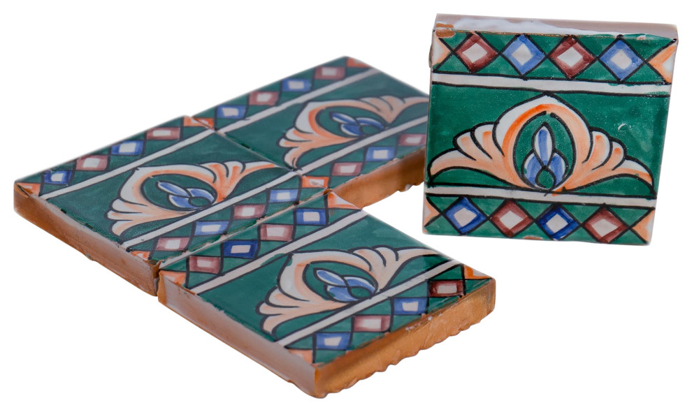 Hand Painted 4"x4" Border Moroccan Tile