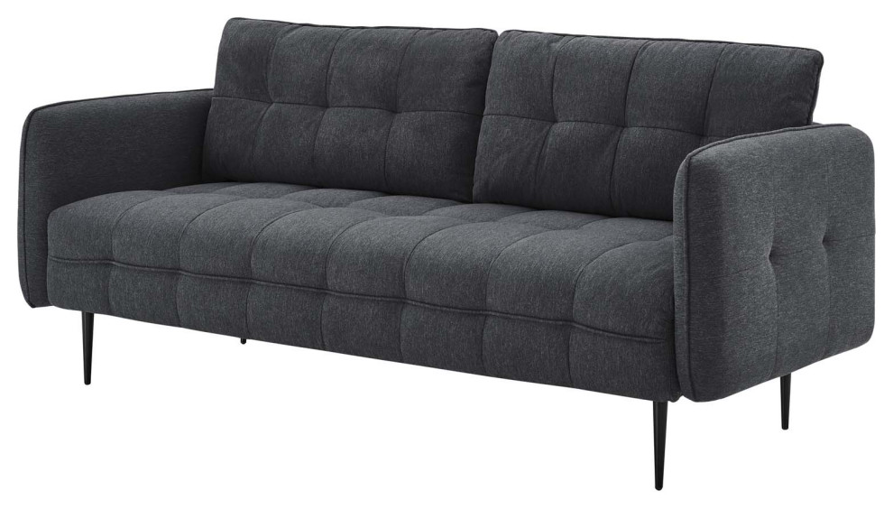 Tufted Sofa, Fabric, Beige, Modern, Living Lounge Room Hotel Lobby