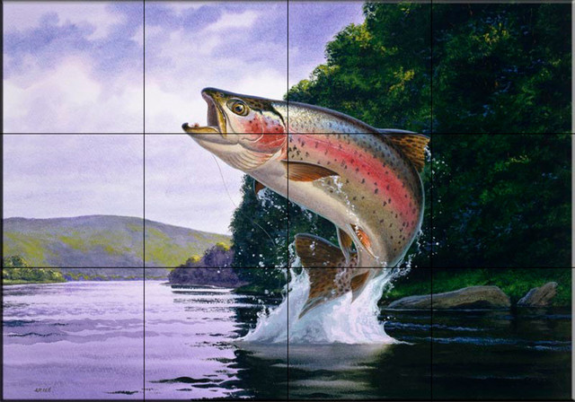 Tile Mural, Rainbow Trout by John Rice