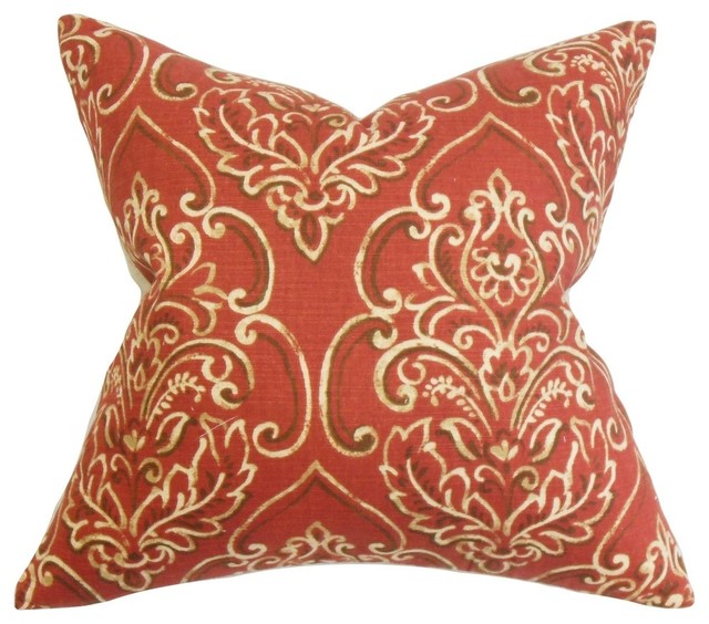 The Pillow Collection Inc. Yonah Floral Pillow Red - Decorative Pillows Houzz