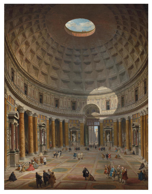 Interior Of The Pantheon Rome 1747 Print By Giovanni Paolo Panini 25 X32
