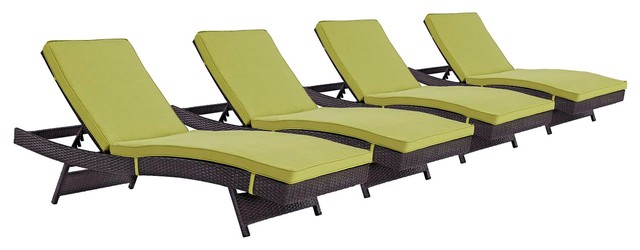 Modern Contemporary Outdoor Patio Chaise Lounge Chair Set Of 4 Green Rattan Tropical Lounges By House Bound - Perspective Cushion Outdoor Patio Chaise Lounge Chair Modern Contemporary Outdoor Patio Chaise Lounge Chair Set Of 4 Green Rattan Tropical Lounges By House Bound - Perspective Cushion Outdoor Patio Chaise Lounge Chair