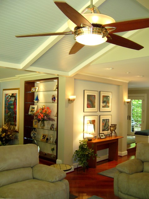 Family Room Gallery Walls With Ceiling Fan Brazilian Cherry Wood