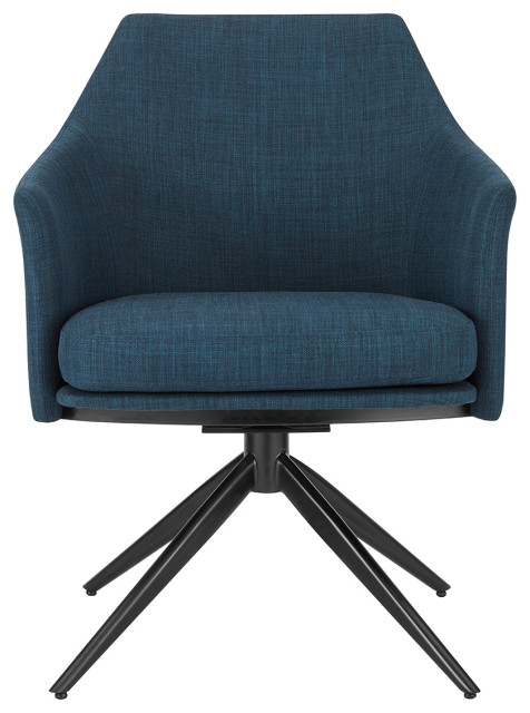Signa Armchair, Blue Fabric With Black Steel Base Set of 1